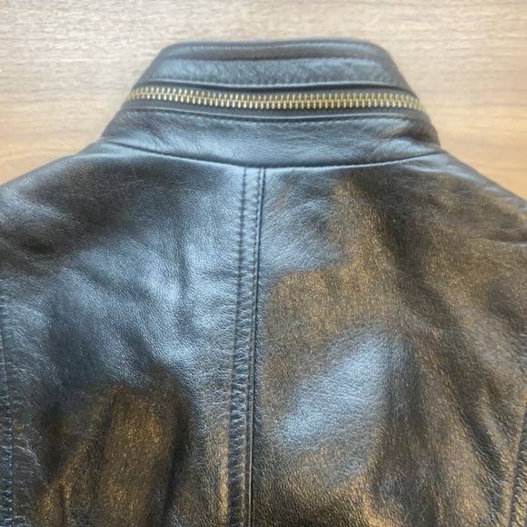 Nordstrom Leather Women's Black Zip Up Size M Made In Turkey Edgy Rocker Biker - Picture 9 of 10